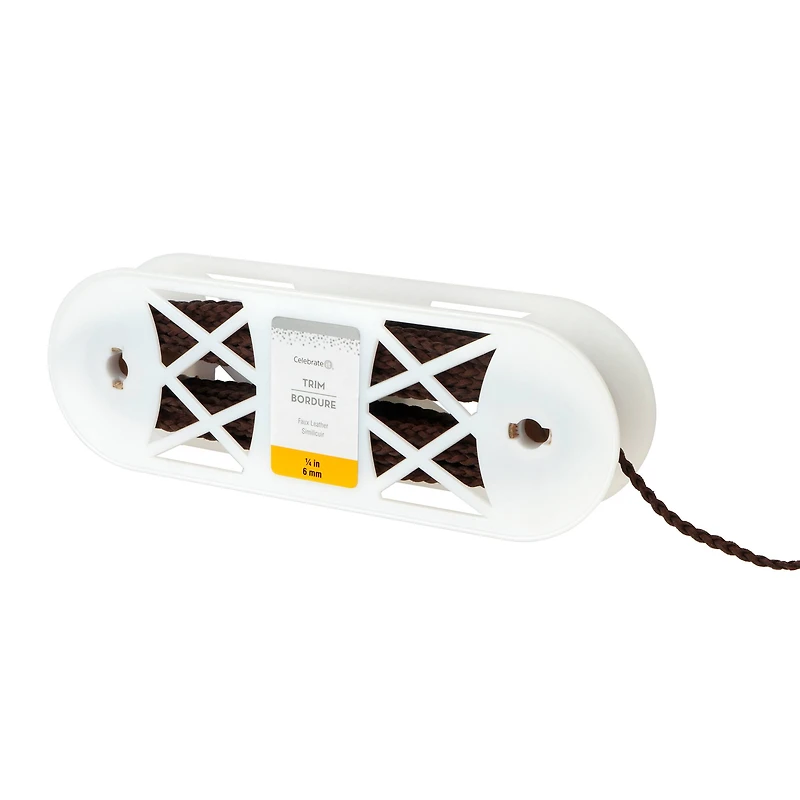 1/4" Dark Brown Faux Leather Braid Trim by Celebrate It®