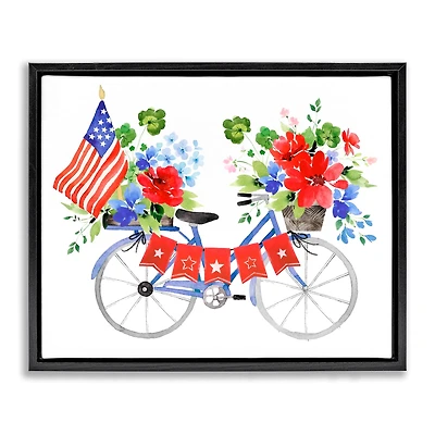 Stupell Industries Floral Americana Bicycle Floater Framed Art