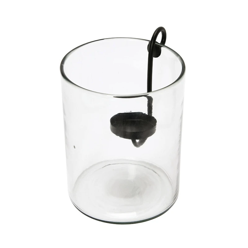 Hello Honey® 9.5" Black Glass Hurricane with Metal Candle Holder