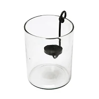 Hello Honey® 9.5" Black Glass Hurricane with Metal Candle Holder