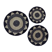 Set of 3 Black Cotton Rustic Wall Decor 24", 20", 16"