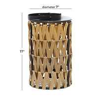 Gold Metal Natural Lantern 17" x 7" x 7"