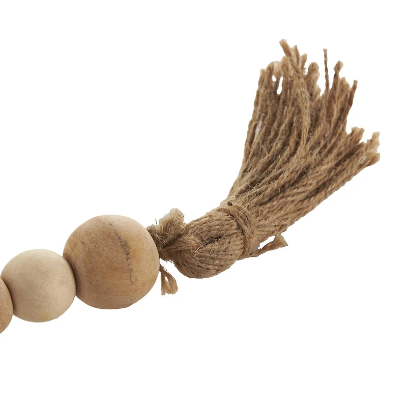 5ft. Light Brown Wood & Marble Heart Garland with Tassel 