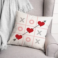 Tic Tac Toe Hearts 16" x 16" Throw Pillow