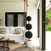 5ft. UV Resistant Artificial Halloween Black Triple Ball Boxwood Topiary (Indoor/Outdoor)