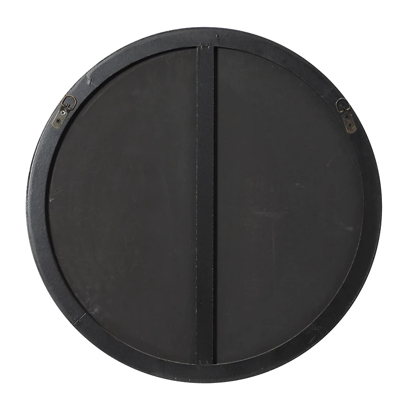 24" Black Wood Contemporary Round Wall Mirror