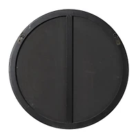 24" Black Wood Contemporary Round Wall Mirror