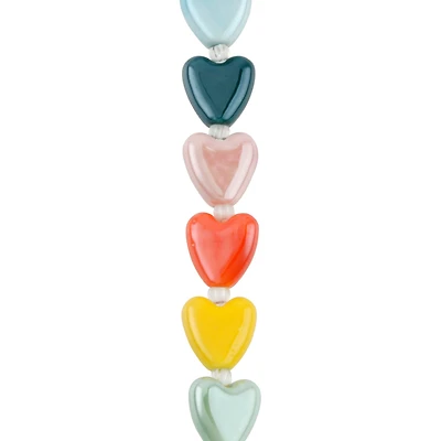 Multicolor Ceramic Heart Beads, 14mm by Bead Landing™