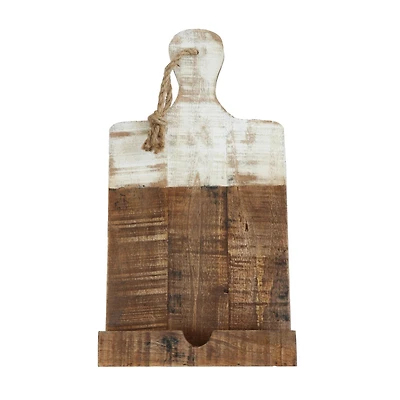 Hello Honey® 16" Distressed White Dipped Wood Tablet Holder