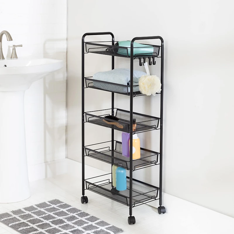 Honey Can Do Black 5-Tier Rolling Storage Cart