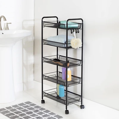 Honey Can Do Black 5-Tier Rolling Storage Cart