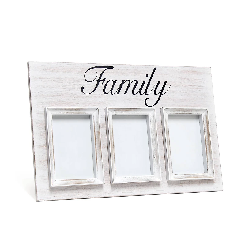 Elegant Designs Whitewash Family 3 Photo Collage 4" x 6" Picture Frame