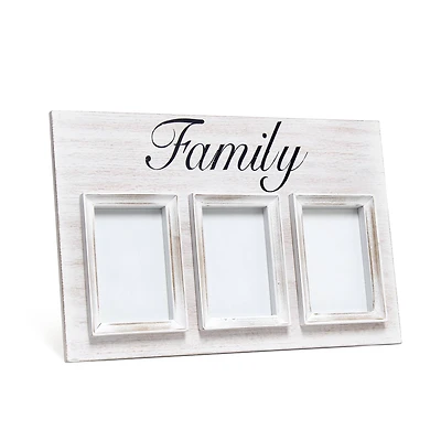 Elegant Designs Whitewash Family 3 Photo Collage 4" x 6" Picture Frame