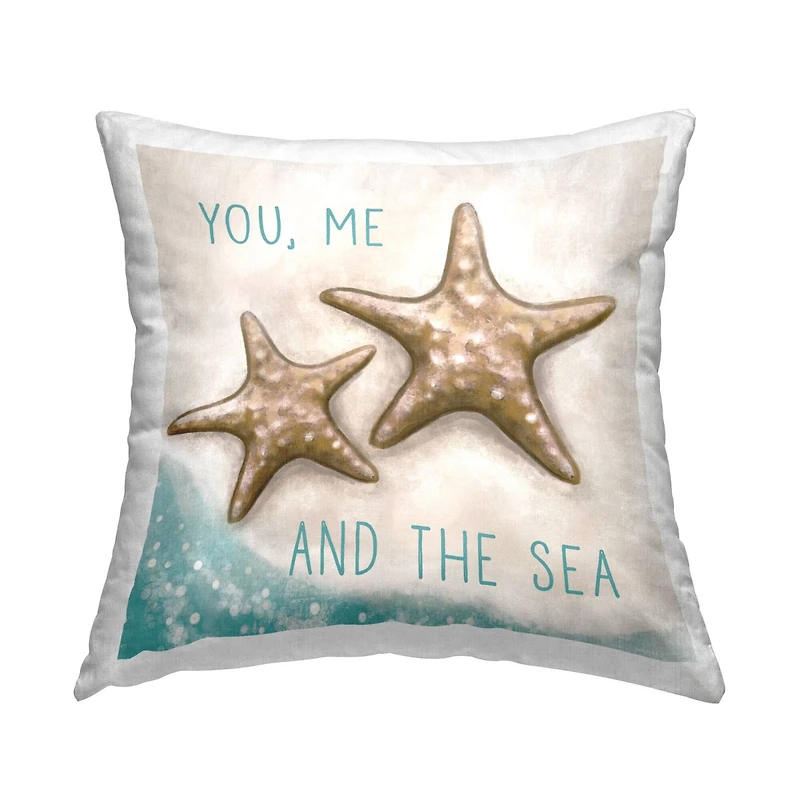 Stupell Industries You Me & Sea Romantic Starfish Beach Shore Throw Pillow, 18" x 18"