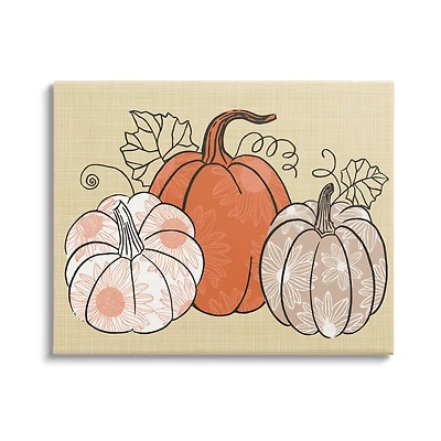 Stupell Industries Autumnal Pumpkins Sunflower Pattern Canvas Wall Art