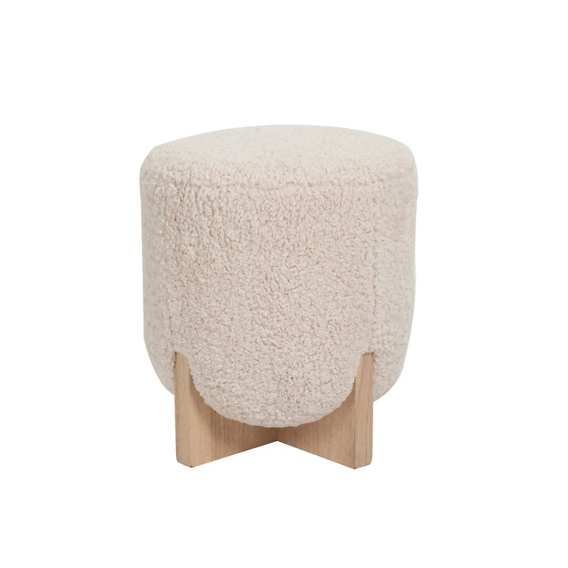 Hello Honey® White Bouclé Fabric Upholstered Ottoman