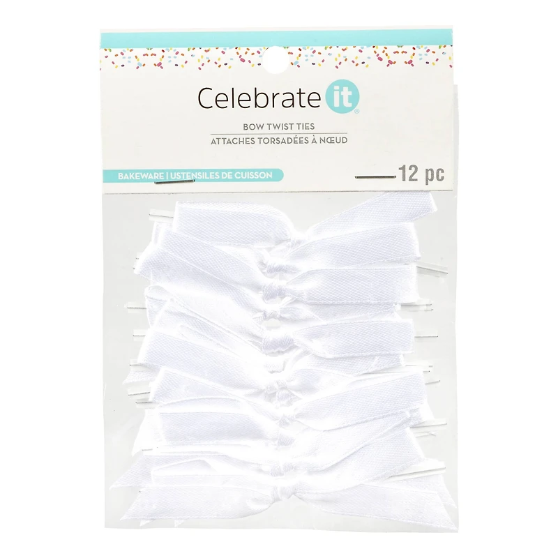 White Bow Twist Ties by Celebrate It®, 12ct.