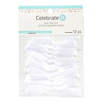 White Bow Twist Ties by Celebrate It®, 12ct.