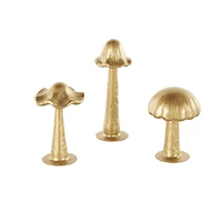 Gold Metal Mushroom Metallic Sculptures with Round Base, 3ct.