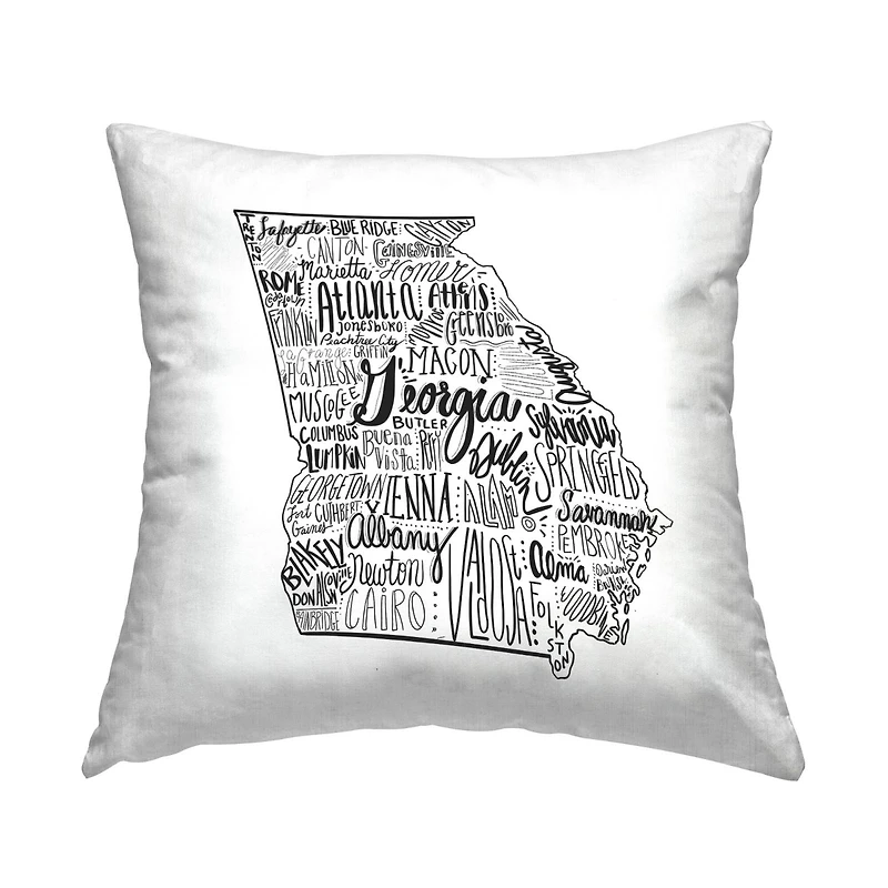 Stupell Industries Georgia State Cities Whimsical Typography Shape Throw Pillow, 18" x 18"