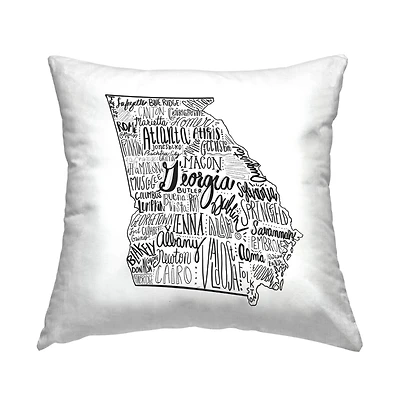 Stupell Industries Georgia State Cities Whimsical Typography Shape Throw Pillow, 18" x 18"