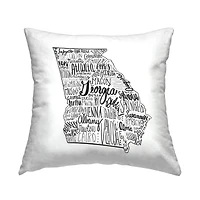 Stupell Industries Georgia State Cities Whimsical Typography Shape Throw Pillow, 18" x 18"