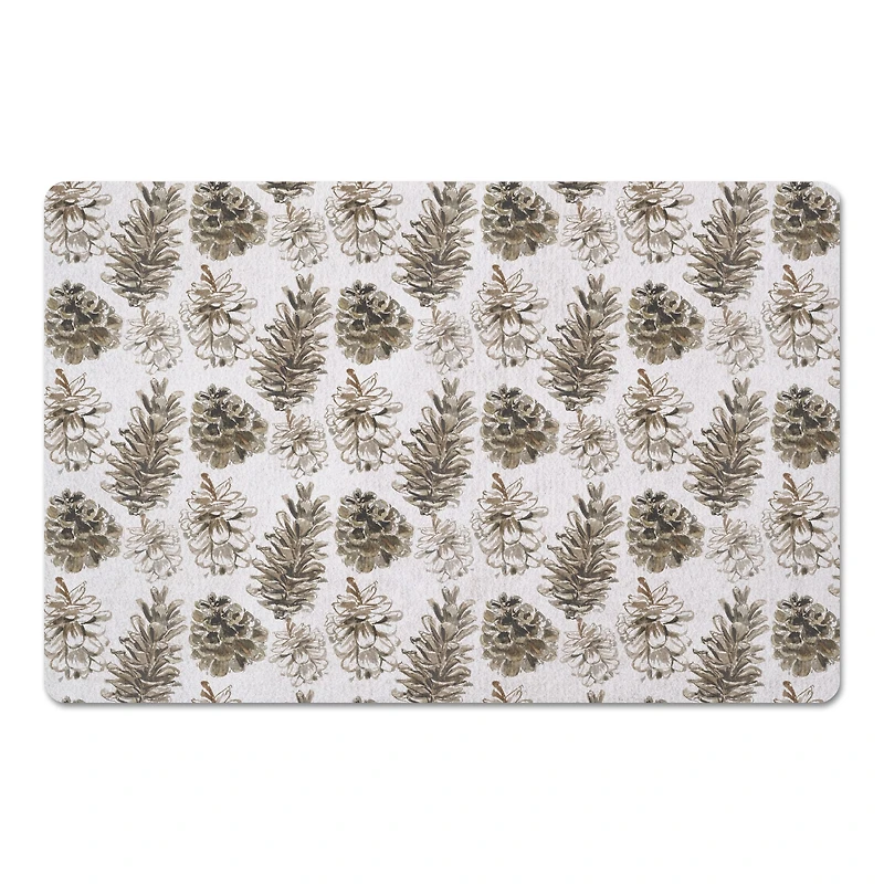 Pinecones on White Floor Mat