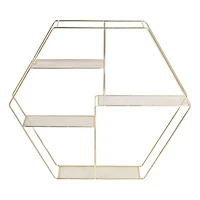 Honey Can Do 21" Gold Hexagonal Decorative 4-Tier Metal Wall Shelf