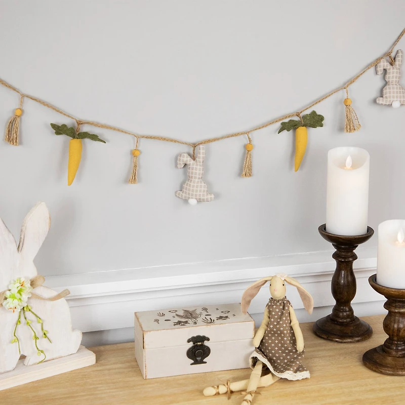 3.5ft. Plush Easter Rabbit & Carrot Twine Garland 