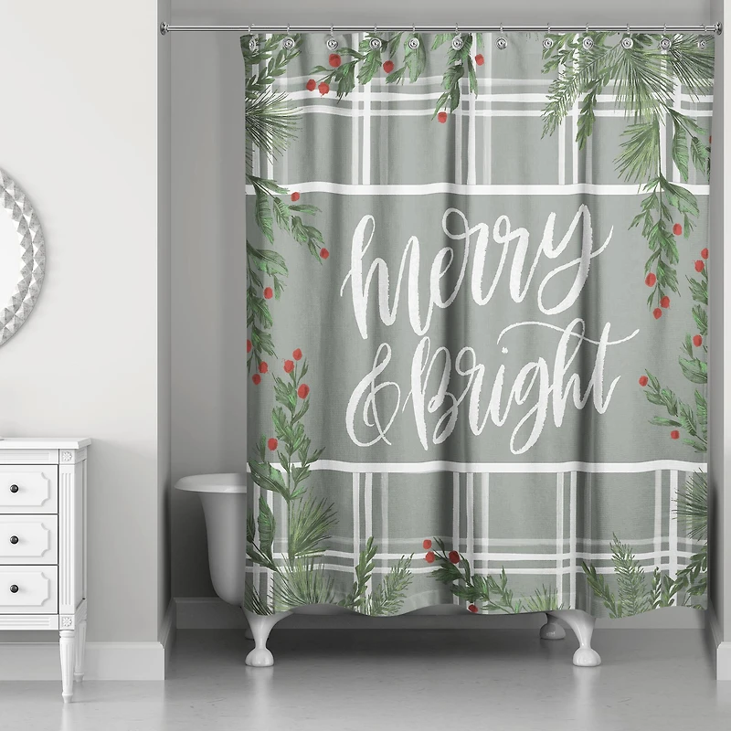Merry & Bright Greenery Shower Curtain