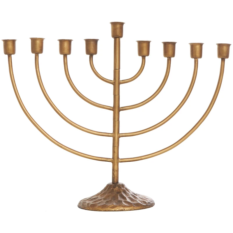 17" Bronze Metal Layered Arch Candelabra with Textured Base