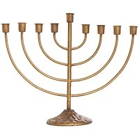 17" Bronze Metal Layered Arch Candelabra with Textured Base