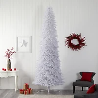 12ft. Pre-Lit Slim White Artificial Christmas Tree, Warm White LED Lights