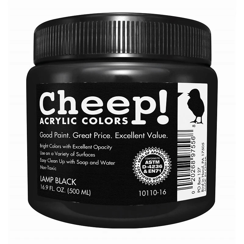 Cheep® Lamp Black Acrylic Paint, 16.9oz.