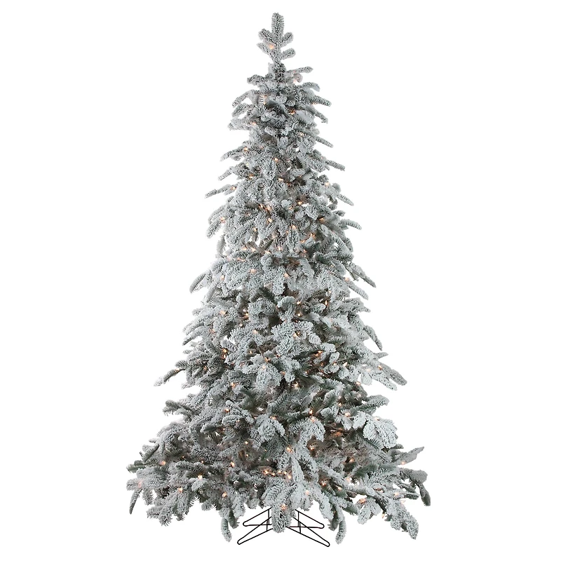 7.5ft. Pre-Lit Real Touch™️ Flocked Whistler Noble Fir Artificial Christmas Tree, Clear Lights