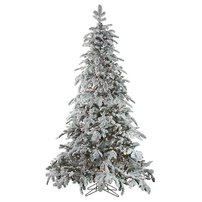 7.5ft. Pre-Lit Real Touch™️ Flocked Whistler Noble Fir Artificial Christmas Tree, Clear Lights