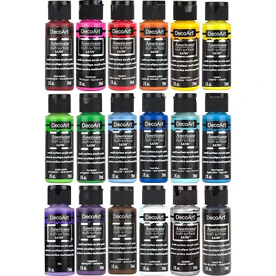 DecoArt® Americana® Multi-Surface Satin™ 18 Color Vibrant Acrylic Paint Set