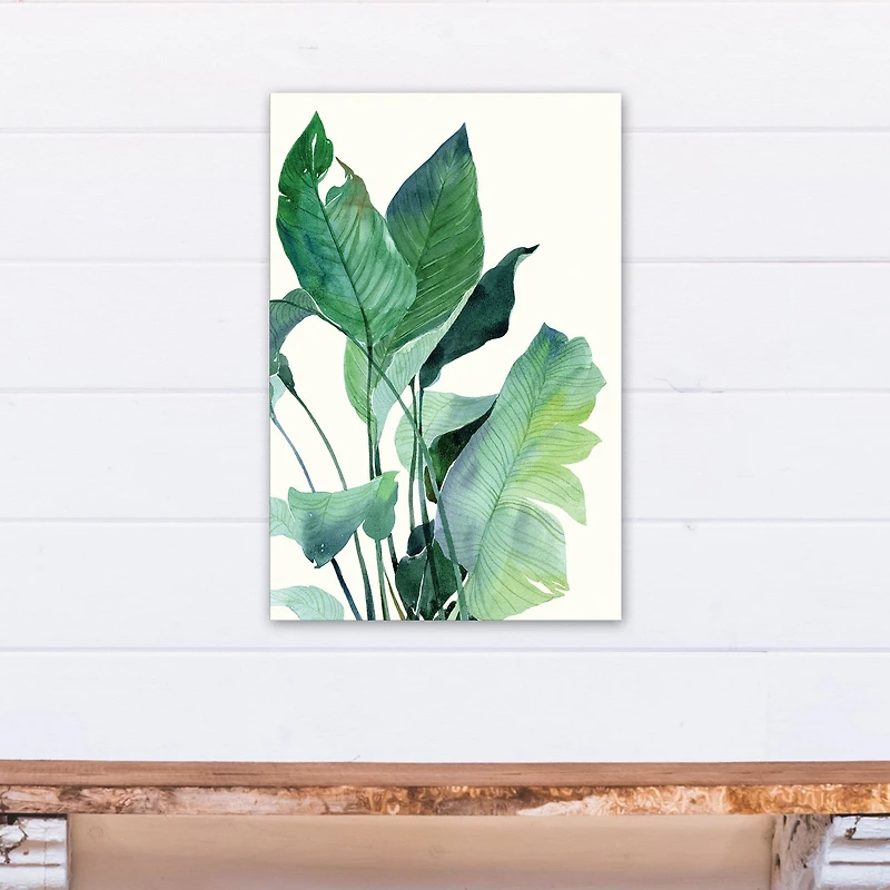 Mint Green Tropical Leaves 16" x 24" Canvas Wall Art