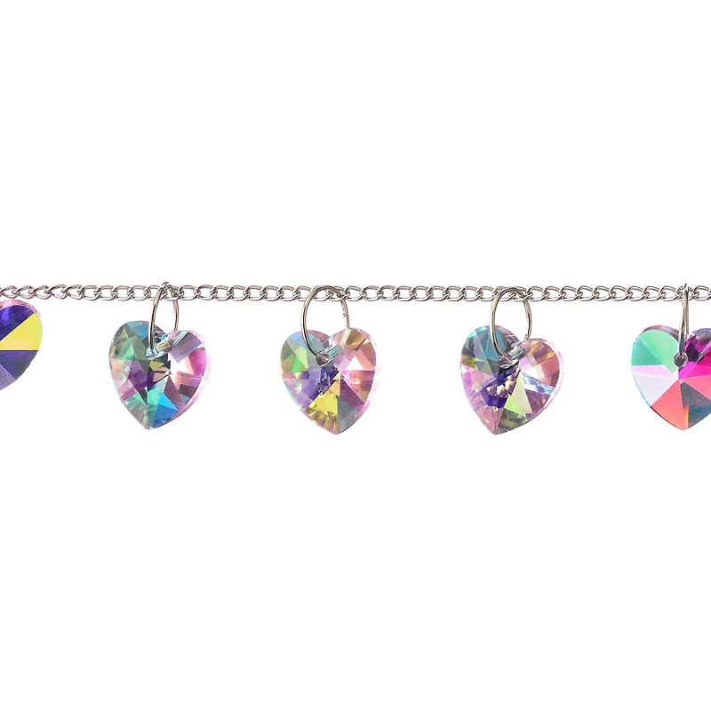 Pink Aurora Borealis Faceted Glass Heart Beads, 14mm by Bead Landing™