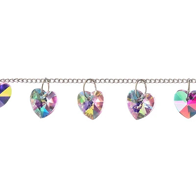 Pink Aurora Borealis Faceted Glass Heart Beads, 14mm by Bead Landing™
