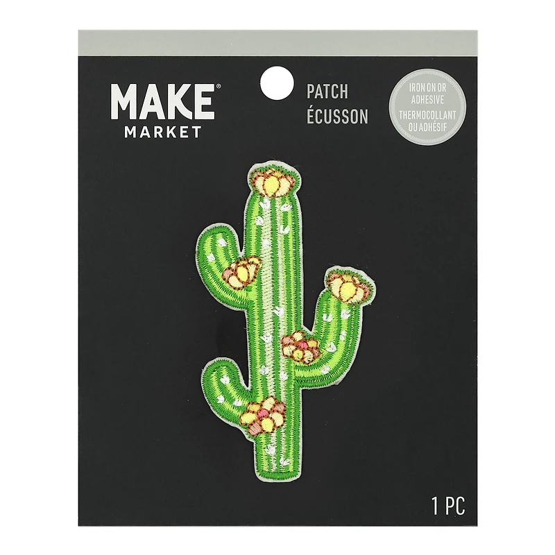 Green Embroidered Cactus Iron On & Adhesive Patch by Make Market®