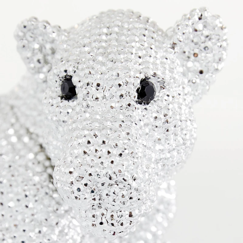 9" White Polystone Leopard Glam Sculpture
