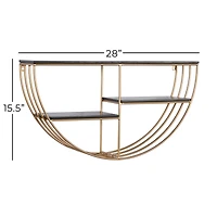 28" Gold Wood Contemporary Wall Shelf