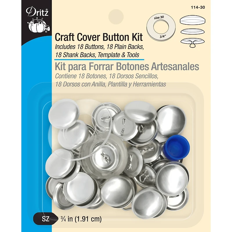 Dritz® 3/4'' Nickel Craft Cover Button Kit with Tools, 18 Sets