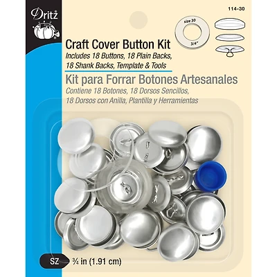 Dritz® 3/4'' Nickel Craft Cover Button Kit with Tools, 18 Sets