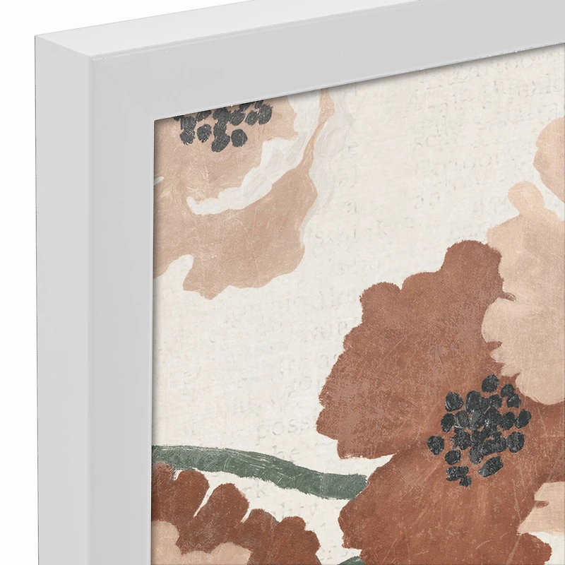 Spice Toned Florals White Framed Canvas