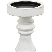 The Novogratz White Wood Turned Style Pillar Candle Holder Set