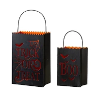 Glitzhome® Halloween Trick or Treat Metal Bucket Set