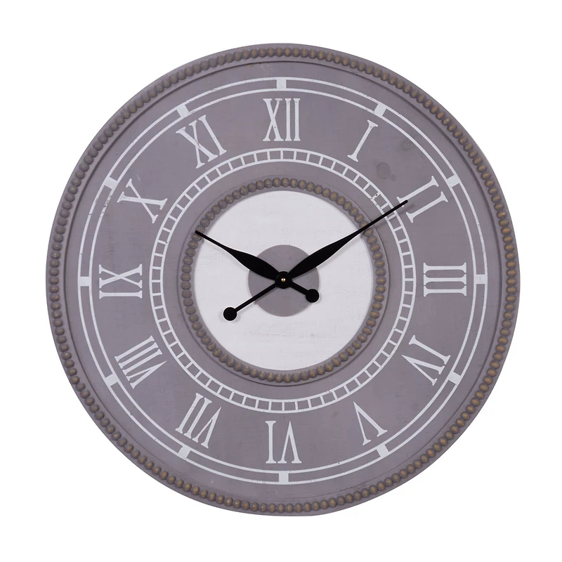 30" Gray Wood Farmhouse Wall Clock