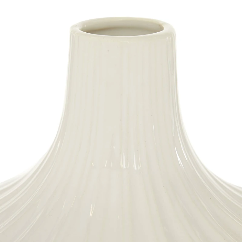 White Ceramic Modern Vase, 13" x 6" x 6"